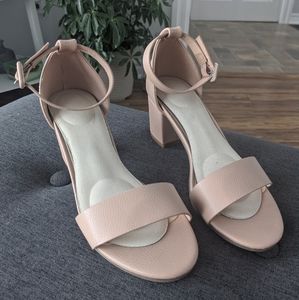 Real leather block heel sandals
